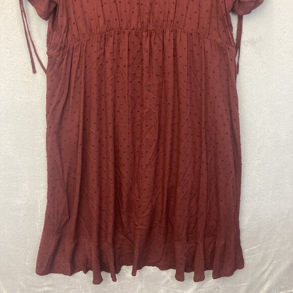 NWT Torrid Swiss Dot Midi Dress Womens 4X 26 Maroon Surplice Wrap Pocket Boho - Picture 14 of 15